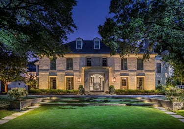 moon lighting a front lawn and house facade lighting