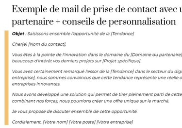 mail premier contact professionnel exemple