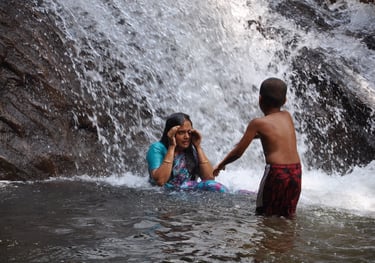 iravikulam river and the Lakkam waterfalls, Munnar, Kerala, India