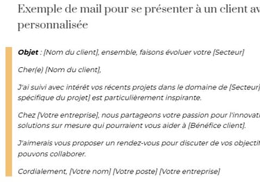 se présenter à un client par mail exemple