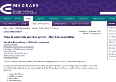 Screen shot of linked web page