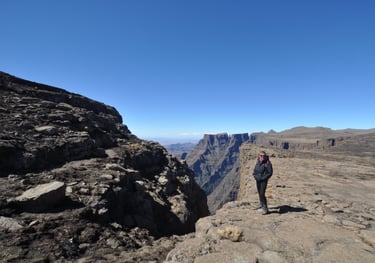 Tracey Billingtonon top of the Drakensberg Amphitheatre Plateau, South Africa