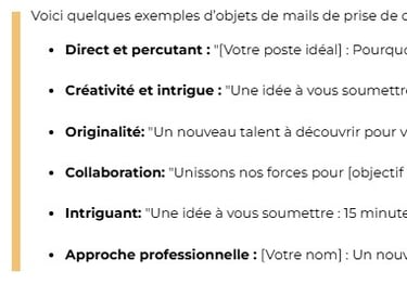 objet mail prise de contact exemple