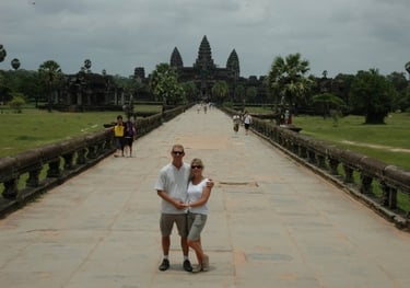 Nick and Tracey Billington at Angkor Wat, Siem Reap, Cambodia