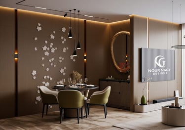 a dining room with a table and chairs