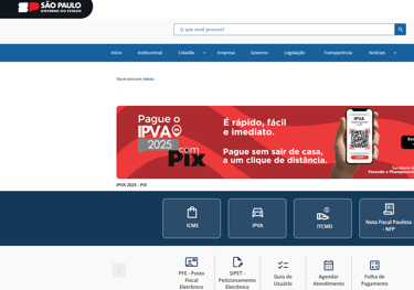 Site do Portal da Secretaria da Fazenda de São Paulo