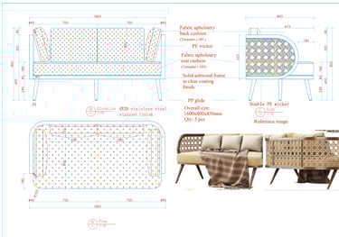 2d shop drawing for loose furniture