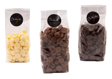 Callets wit, melk en pure chocolade