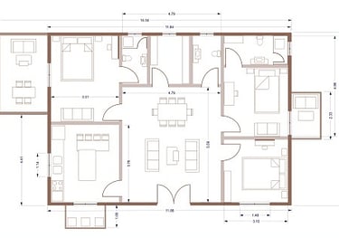 A Autocad dwg floorplan of a residential building