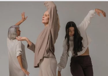 a group of women in a group of four poses