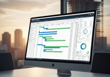 Project controls dashboard showing scheduling, cost, and performance metrics.