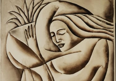 Asleep and The Dream Germination (1), Watercolour on Paper, 35 x 50 cm.