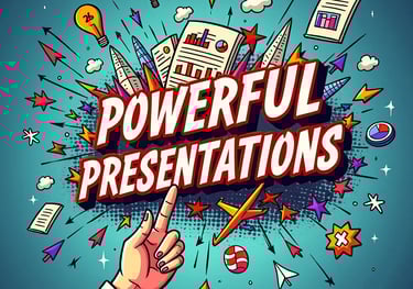 a hand pointing to a powerpoint presentation 