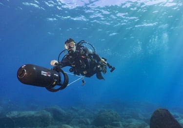 cruising in style with underwater scooter