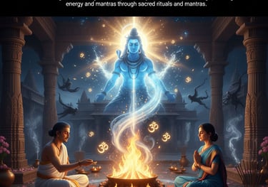 Mahamrityunjay jaap ritual with sacred Rudraksha mala