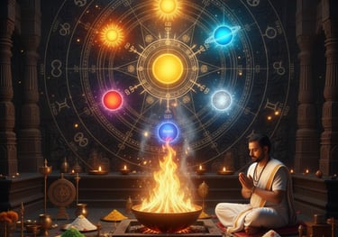 Client participating in a personalized Vedic puja