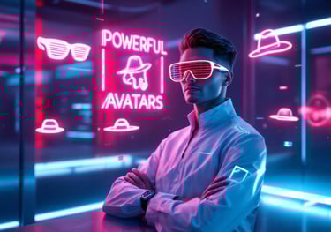 an avatar in a white shirt and sunglasses