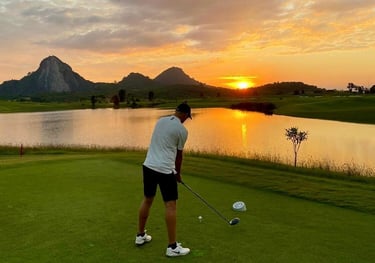 Man on golf course in Thailand holiday curated by Francesco Luxury Travels Villas Weddings