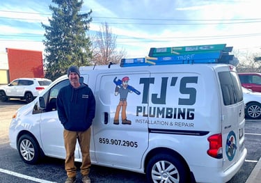 owner/operator TJ Thorp in front of the work van