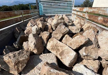 Fence stones loaded on a truck