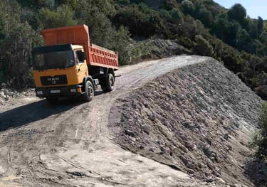 Truck driving on a dirt road