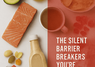 Salmon, nuts, and coffee– healthy skin barrier foods concept