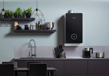 boiler installation in a kitchen