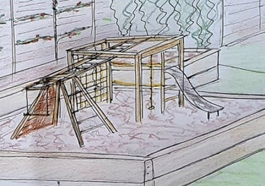 Concept design drawing of a natural play structure