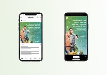 two iphones with a green screen and a white background