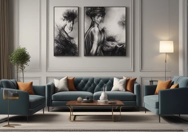 a living room with a couch and a table  | Nour Nagy Designs