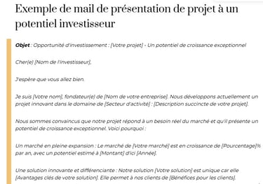 exemple mail présentation projet