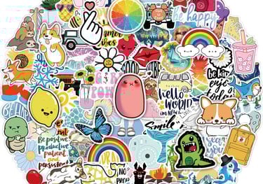 a circle of stickers with various stickers