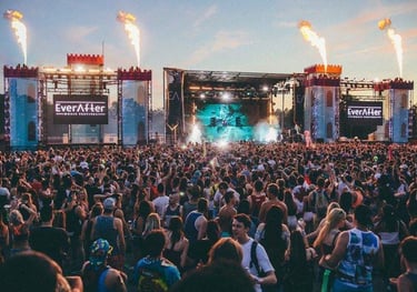 A large EDM music festival utilizing a Stageline SL320 and lots of pyrotechnics.