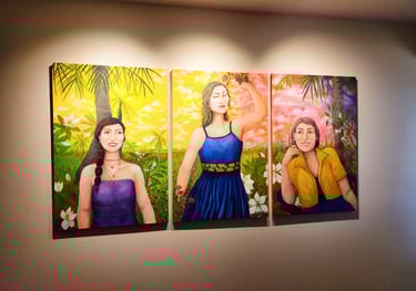 triptych tropical art
