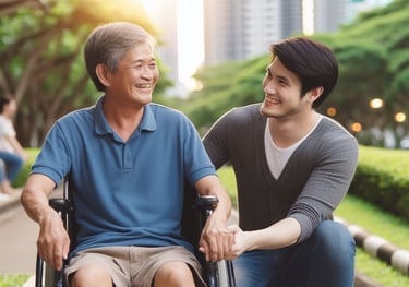 a man in a wheelchair is sitting on a bench Disability Insurance Quote TWC Financial