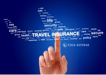 a finger up pointing at a travel insurance quote