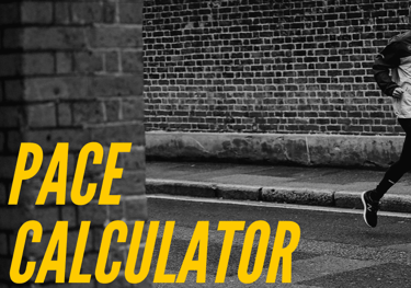 a photo of two runners with oversized text that read "Pace Calculator"