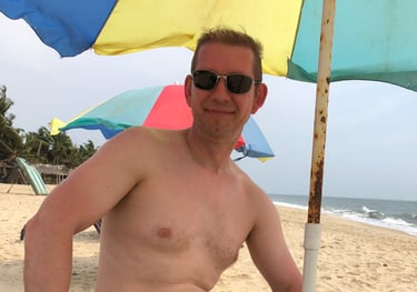 Nick Billington at Marari Beach, Kerala, India