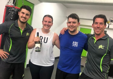 happy member with personal trainer at 6X Training in Maroubra