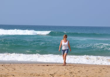 Tracey Billington at estuary beach, St Lucia, South Africa