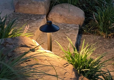 a light shines brightly lit up in the evening