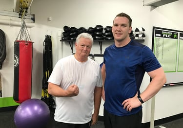 happy member with personal trainer at 6X Training in Maroubra