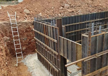 Building foundations under construction