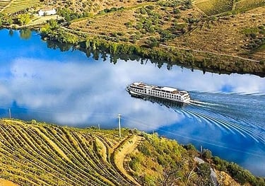a boat on the river with a boat in the water