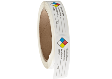 Litho Removable Adhesive HMIG Label with 4 Color Imprint, Chemical Name (with blank), 2-1/2" Length 