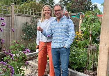 Garden owers enjoying their new natural garden for outdoor living