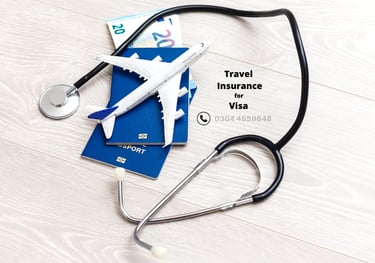 a stethoscope with a passport and travel documents