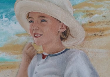 Portrait de fillette, avec un chapeau, peint dans une fresque. Tournus, 71.