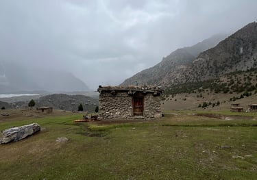 a hut in the mountains