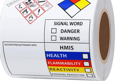 OSHA Data Labels for Chemical Safety 3×4 Inch MSDS Stickers with GHS Pictograms HMIS & Hazard Compli